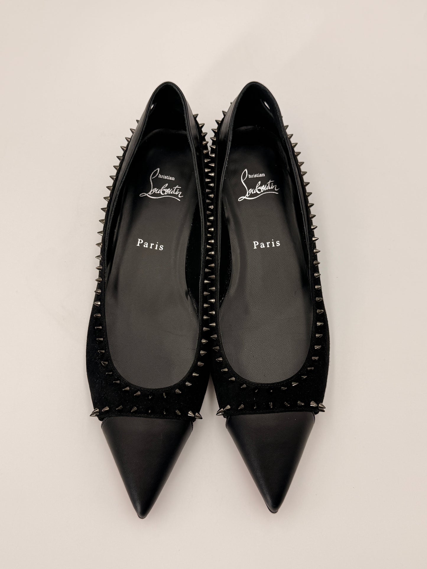 Christian Louboutin Nappa Suede Spikes Duvettina Ballerina Flats | SZ 40