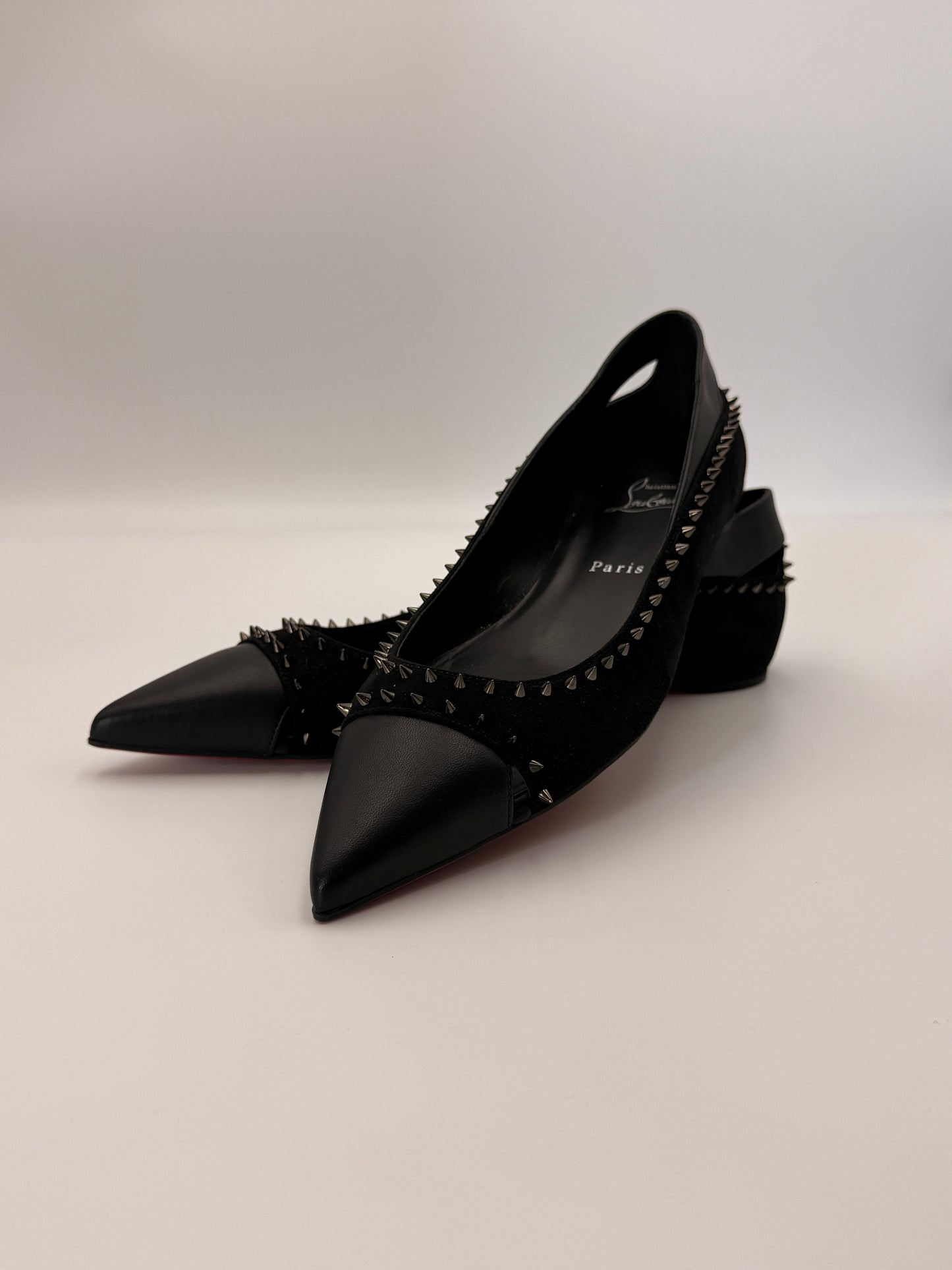 Christian Louboutin Nappa Suede Spikes Duvettina Ballerina Flats | SZ 40