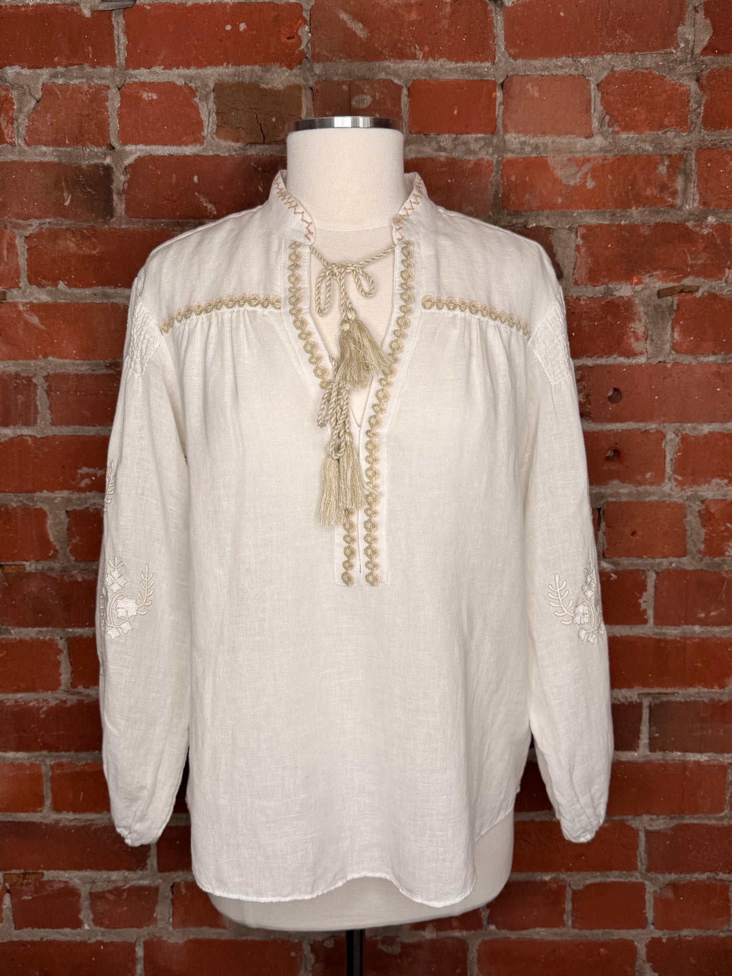 Boteh White Linen Blouse | SZ 1