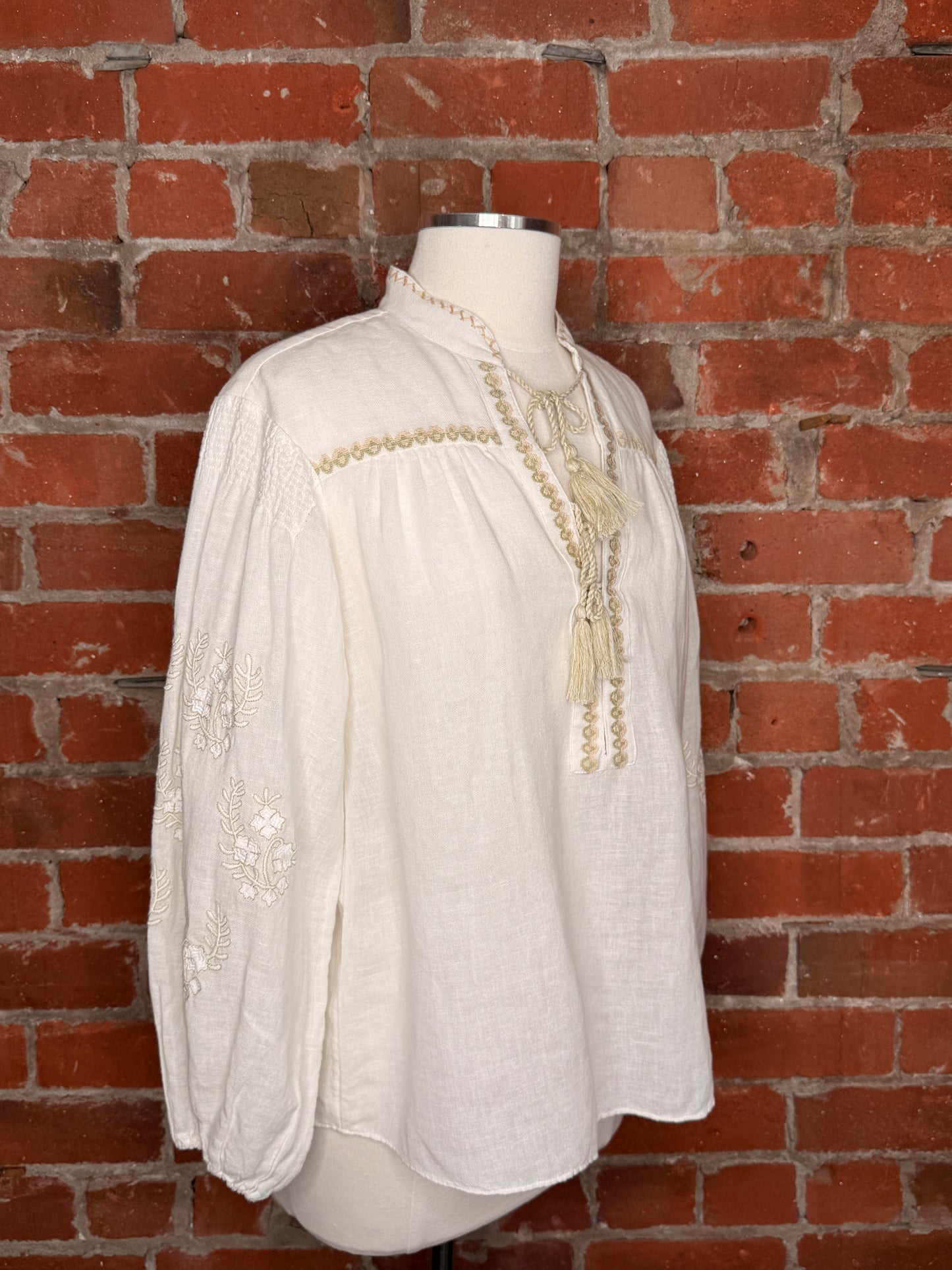 Boteh White Linen Blouse | SZ 1