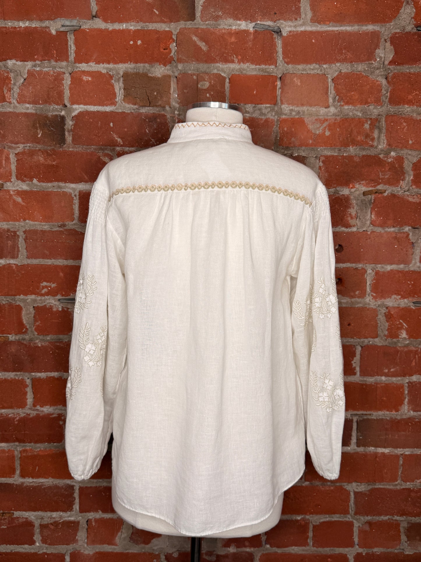 Boteh White Linen Blouse | SZ 1