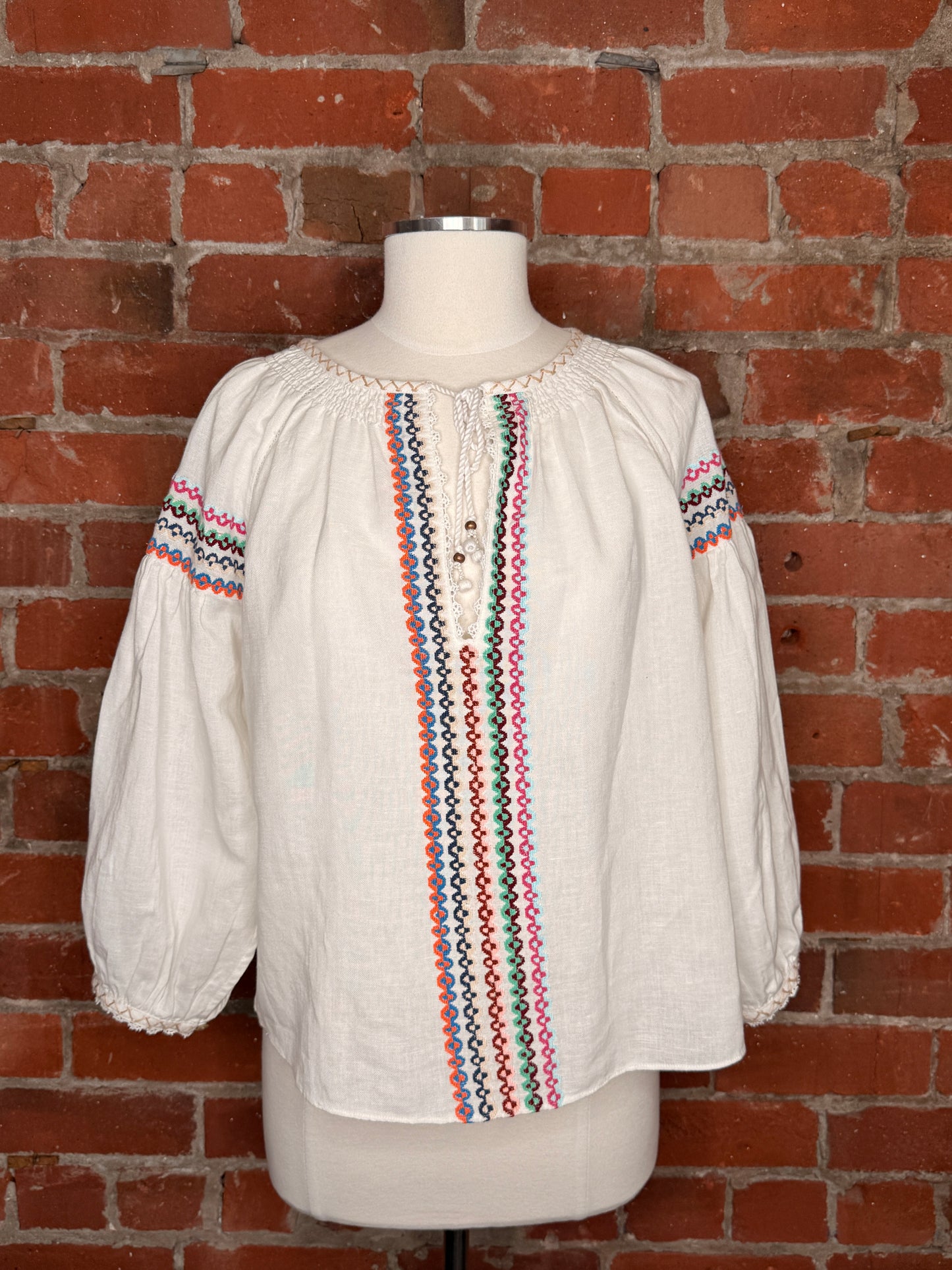 Boteh White Linen Long Sleeve | SZ 1