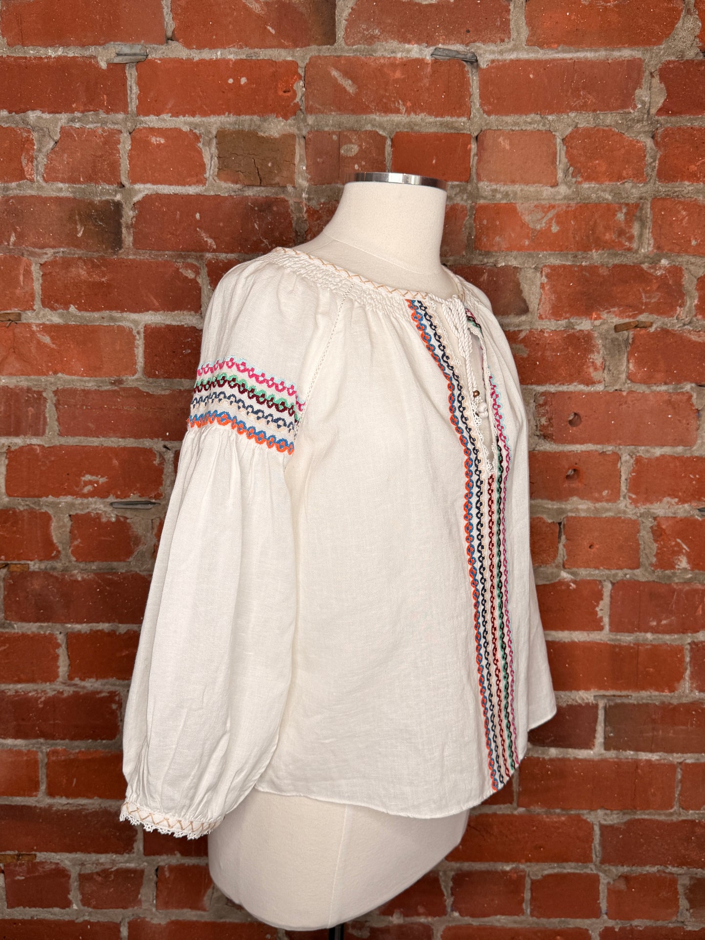 Boteh White Linen Long Sleeve | SZ 1