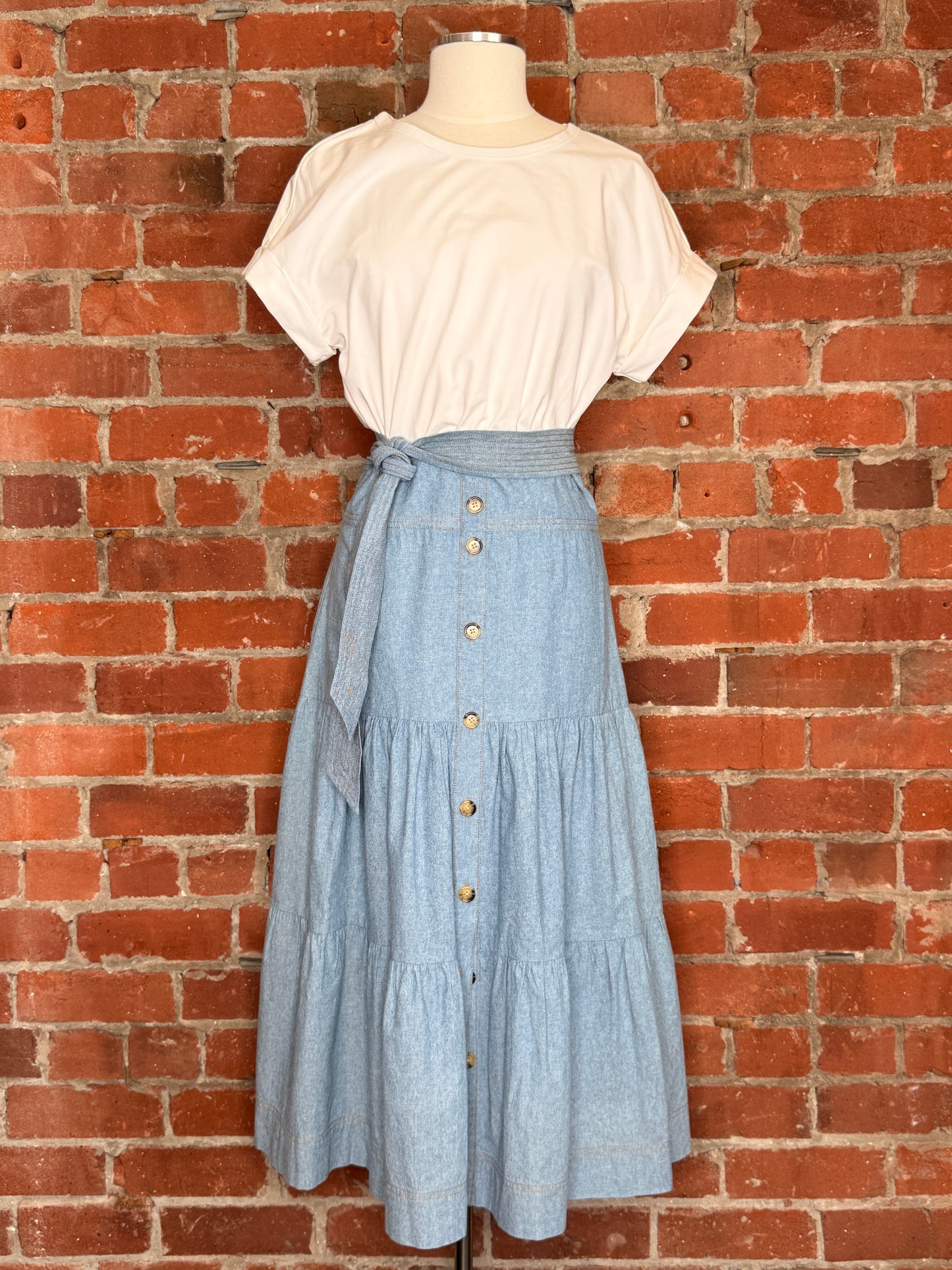 Veronica Beard Chambray Emmit T-Shirt Midi Dress | SZ M