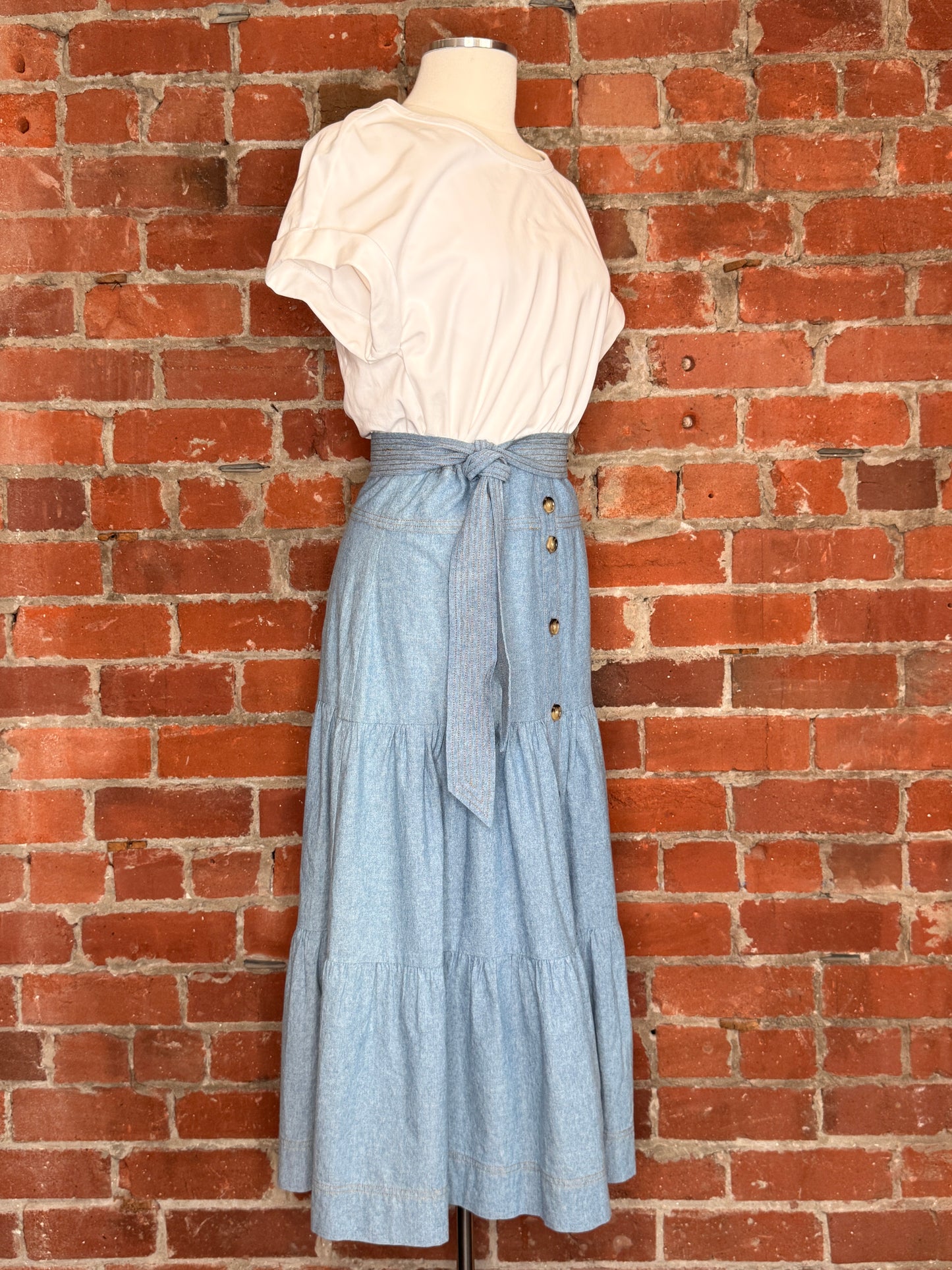 Veronica Beard Chambray Emmit T-Shirt Midi Dress | SZ M