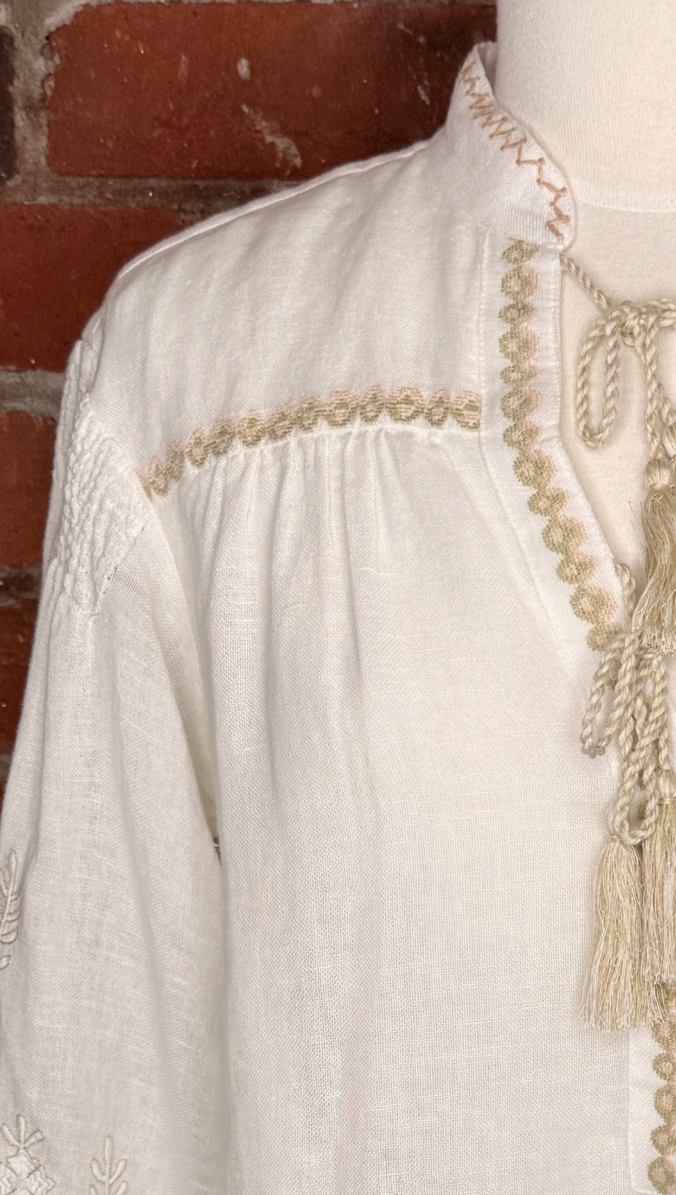 Boteh White Linen Blouse | SZ 1