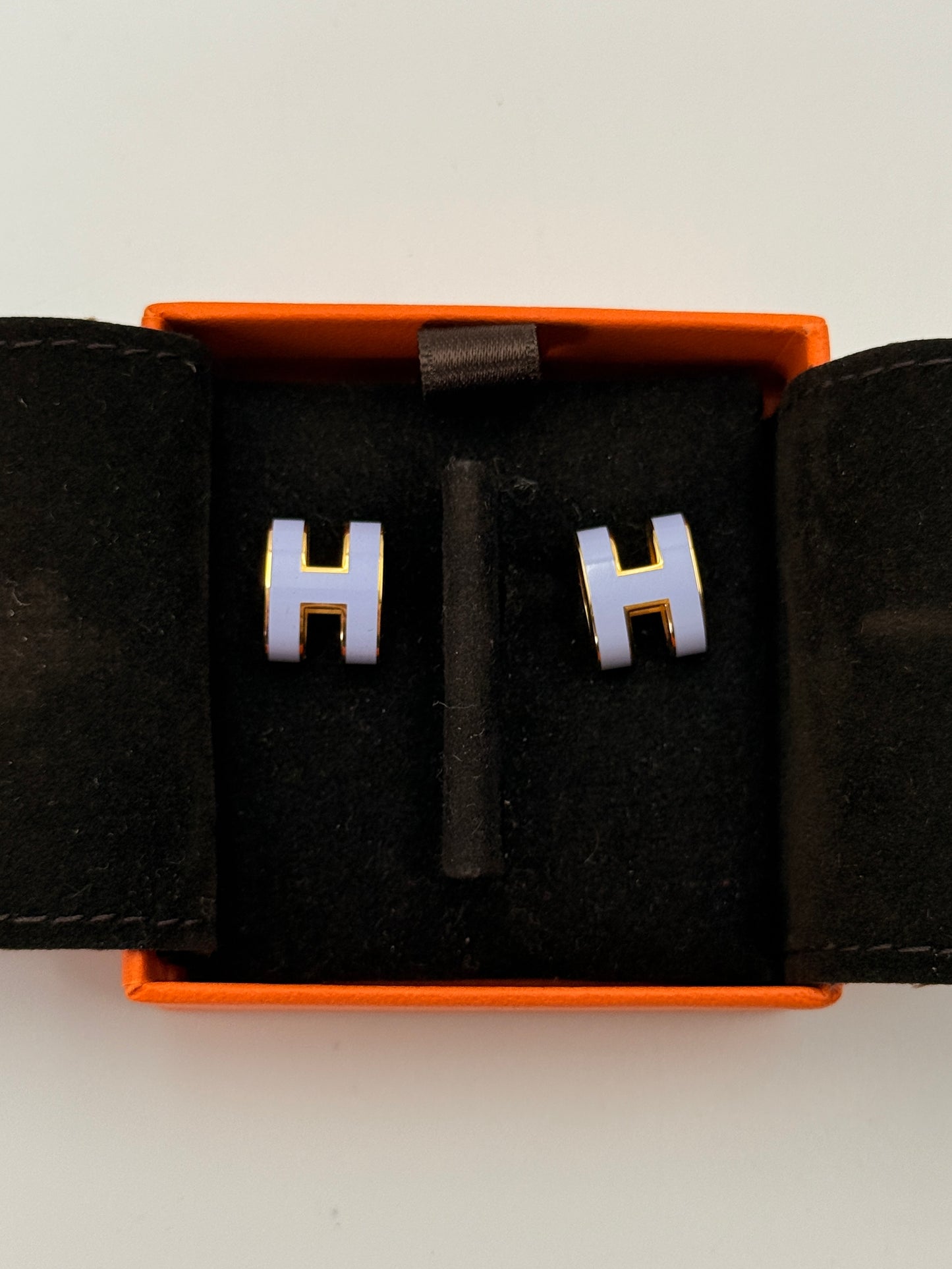 Hermes Gold Lacquered Mini Pop H Earrings