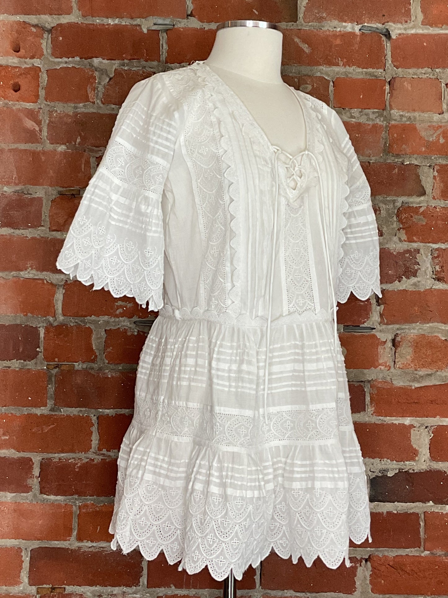 LoveShackFancy Orcia Scalloped Mini Dress | SZ XS