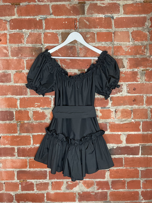 LoveShackFancy Estine Off-The-Shoulder Taffeta Mini Dress | SZ 4