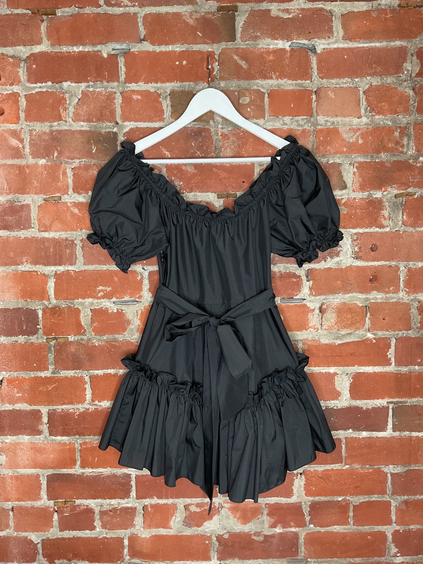 LoveShackFancy Estine Off-The-Shoulder Taffeta Mini Dress | SZ 4