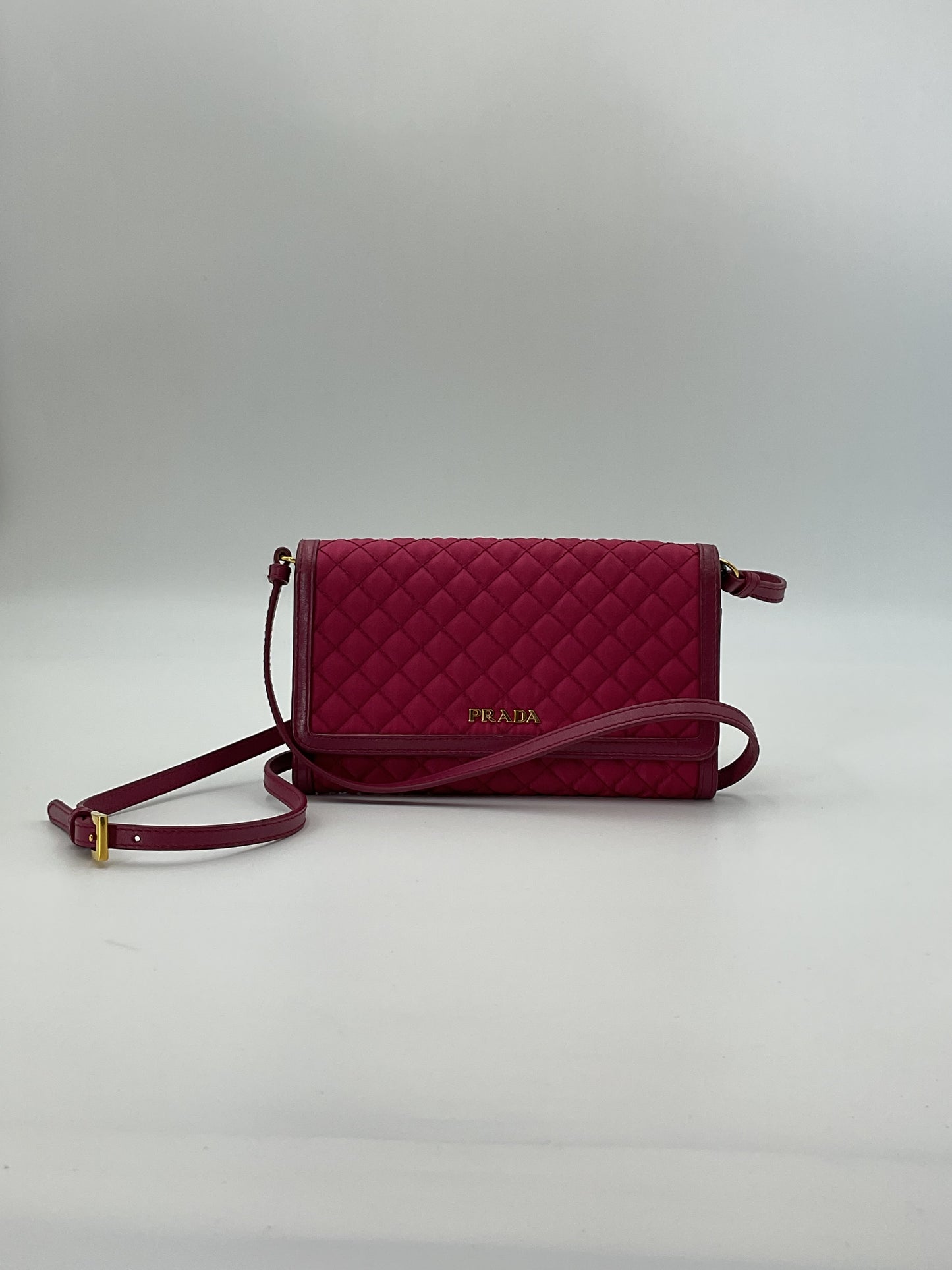 Prada Tessuto Quilted Mini Crossbody Wallet Ibisco