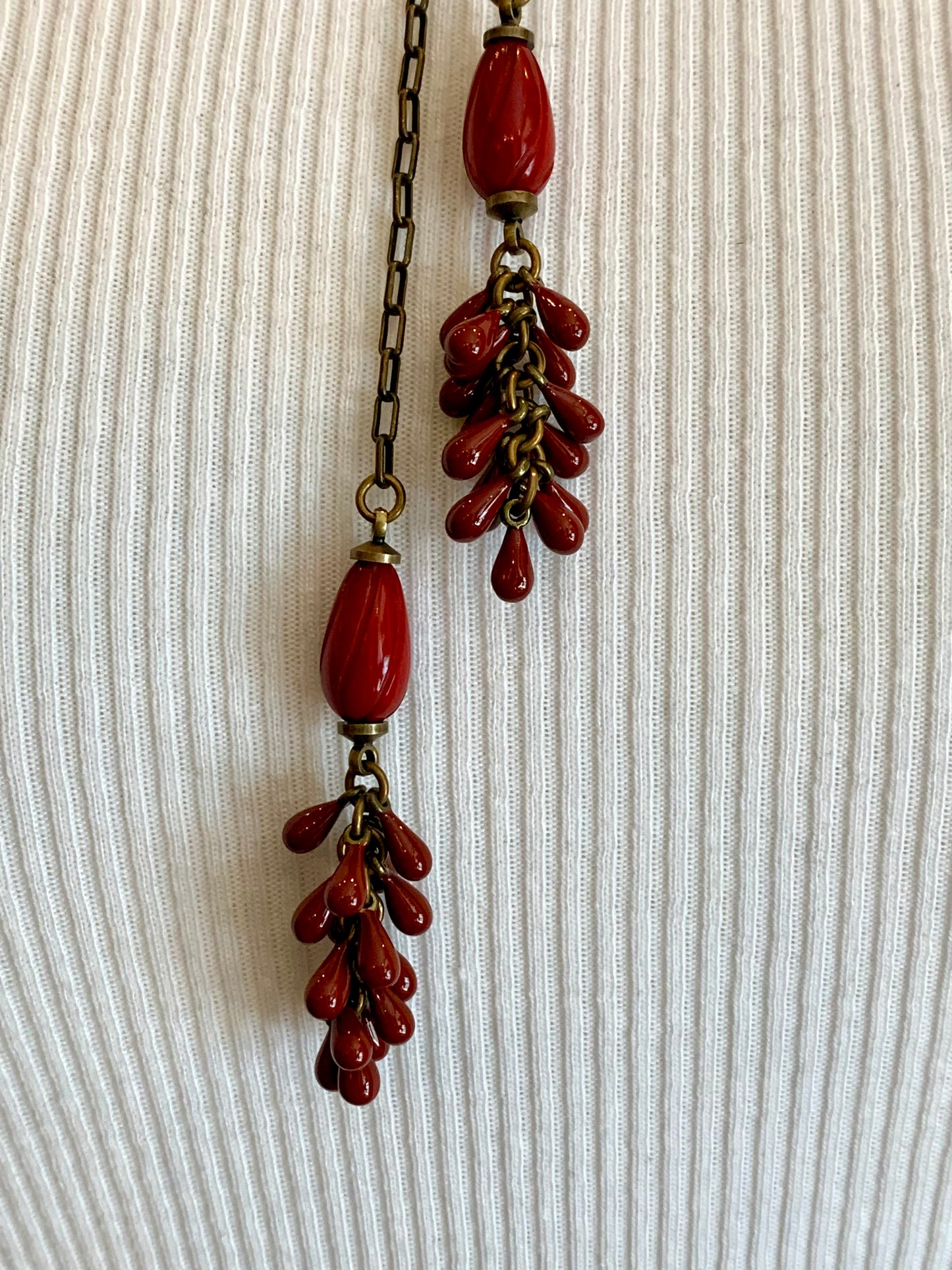 Isabel Marant Red-Beaded Scarf Necklace