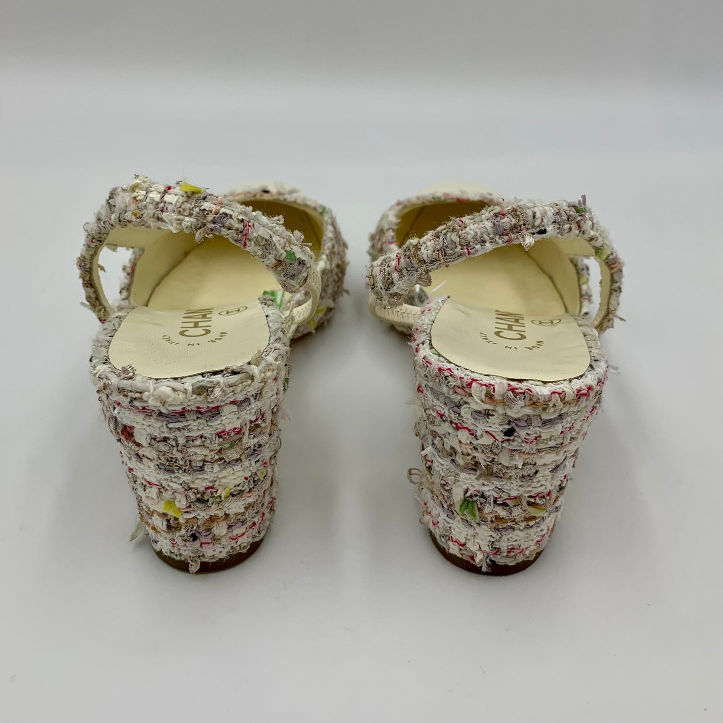 Chanel Tweed Leather CC Slingback Pumps | SZ 38