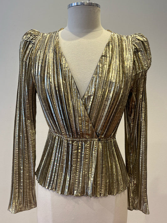 Dannijo Bowie Gold Lame Blouse | SZ M