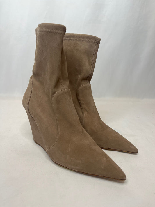 Stuart Wedge 85 Suede Sock Booties | SZ 7