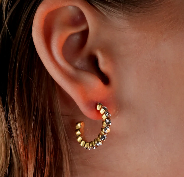 Hackney Nine HAMIA: Zirconia Embellished Beaded Hoop Earrings